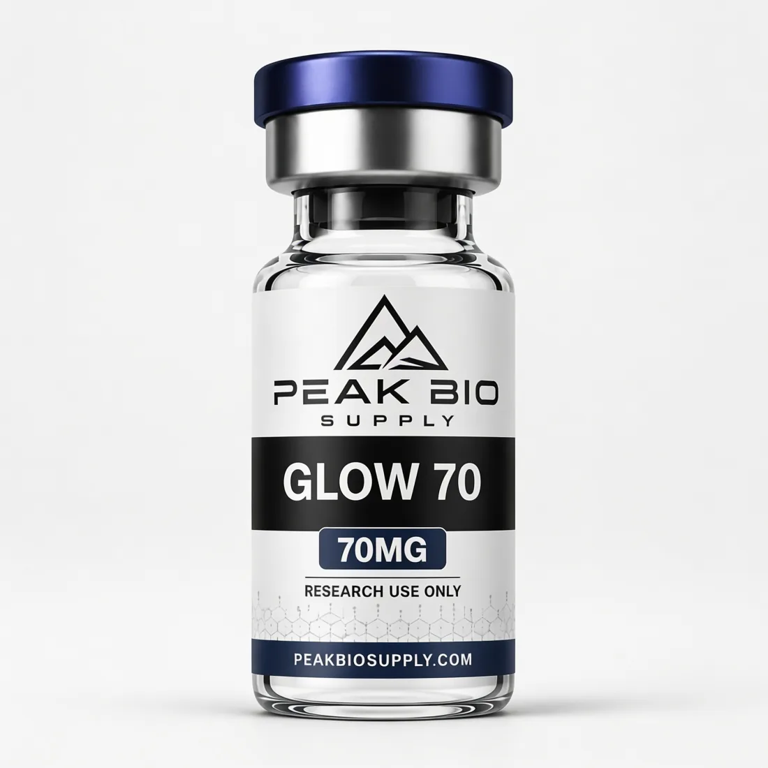 Peak Bio Supply Glow research peptide vial