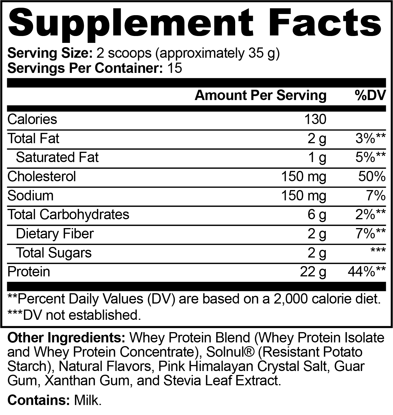 Performance Whey Protein (Chocolate) — Supplement Facts